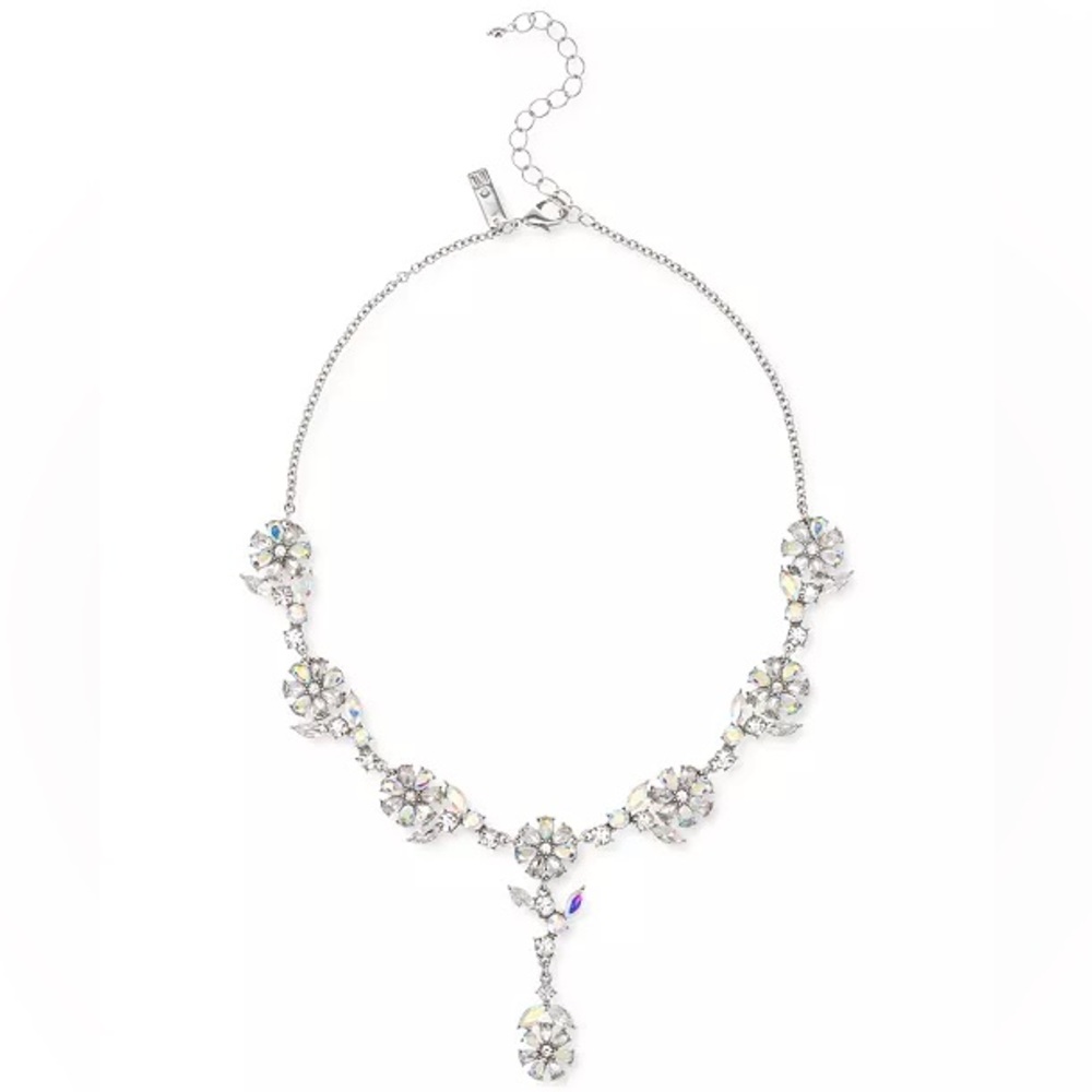I.N.C. for Macy’s Silver-Tone Crystal Zinnia Flower Lariat Necklace NWT